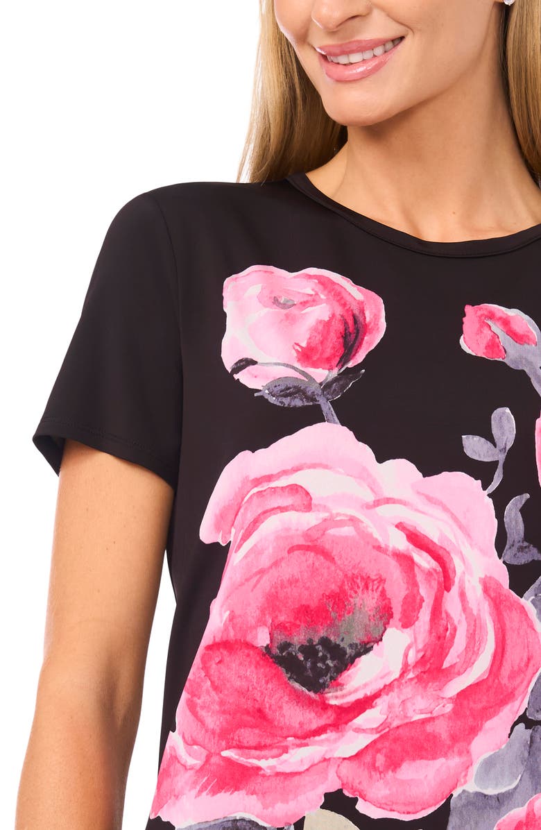 Ted Baker Eva Grande Rose Placement T-Shirt, Alternate, color, Rich Black