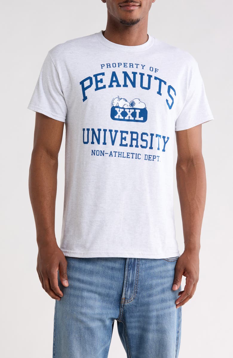 RIOT SOCIETY Snoopy Peanuts University T-Shirt, Main, color, Grey