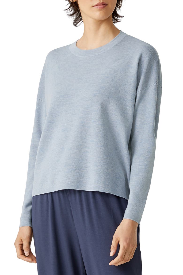 Merino Wool Crewneck Sweater, Main, color, DELPHINE