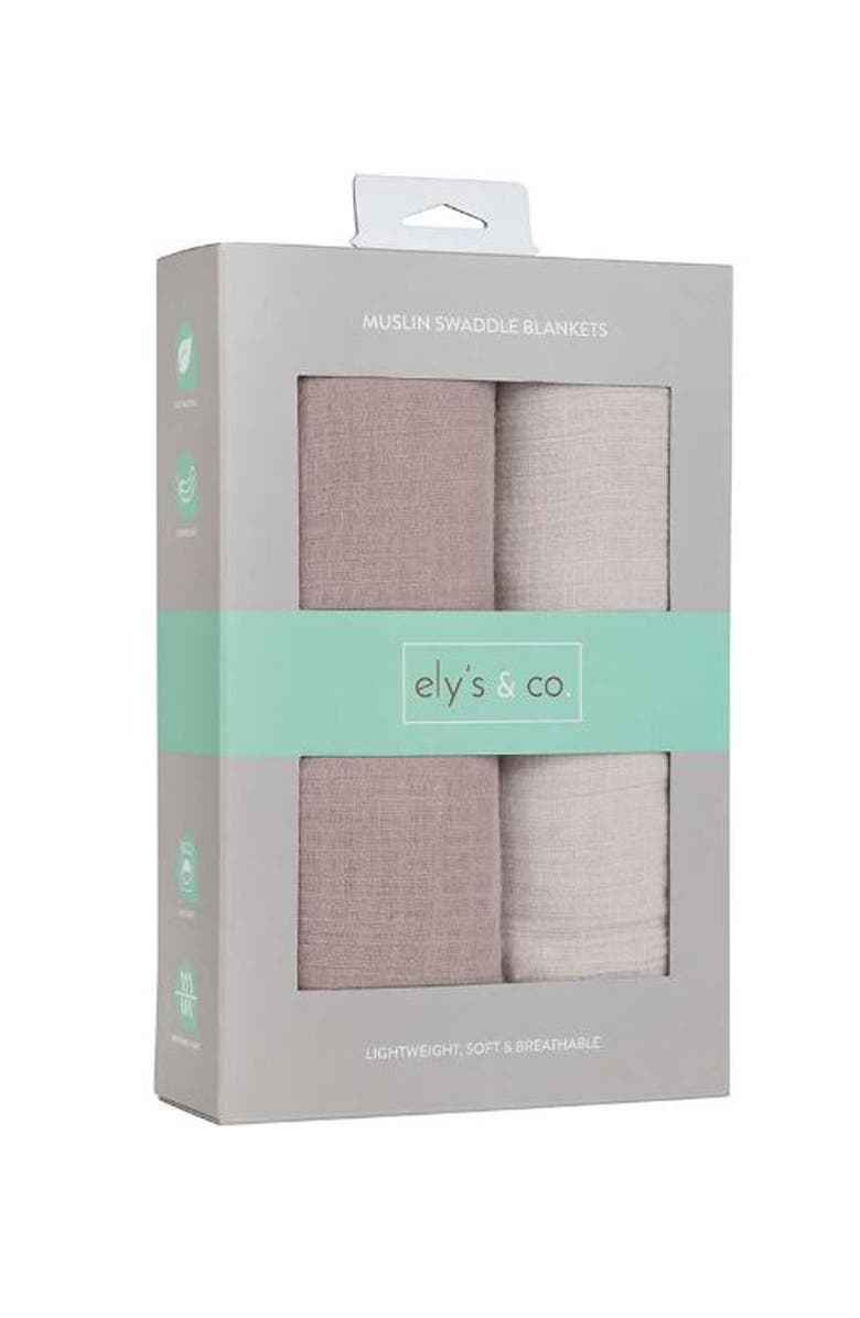 Ely's & Co. Cotton Muslin Swaddle Blanket 2 Pack, Alternate, color, Grey/Taupe