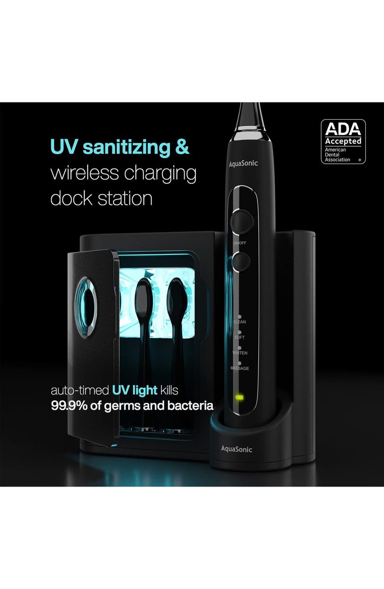 AQUASONIC Black Series Pro Ultrasonic Whitening Toothbrush, Alternate, color, Black