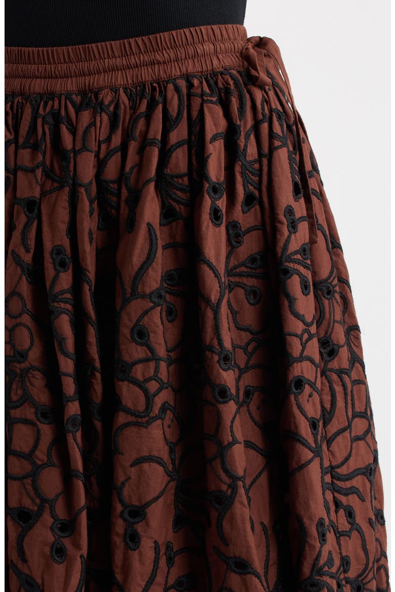 Fantasia Embroidered Eyelet Midi Skirt, Alternate, color, BROWNSTONE EMBROIDERY