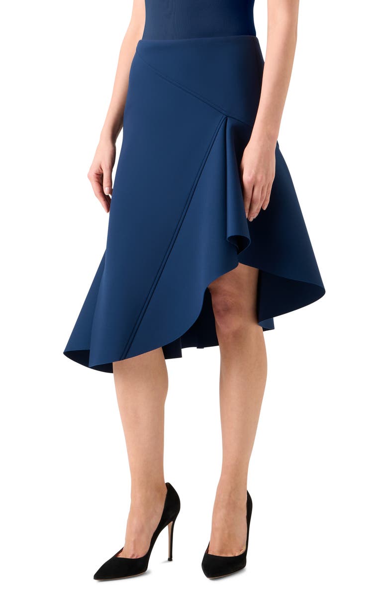 Akris Asymmetric Techno Neoprene Skirt, Alternate, color, Denim Blue