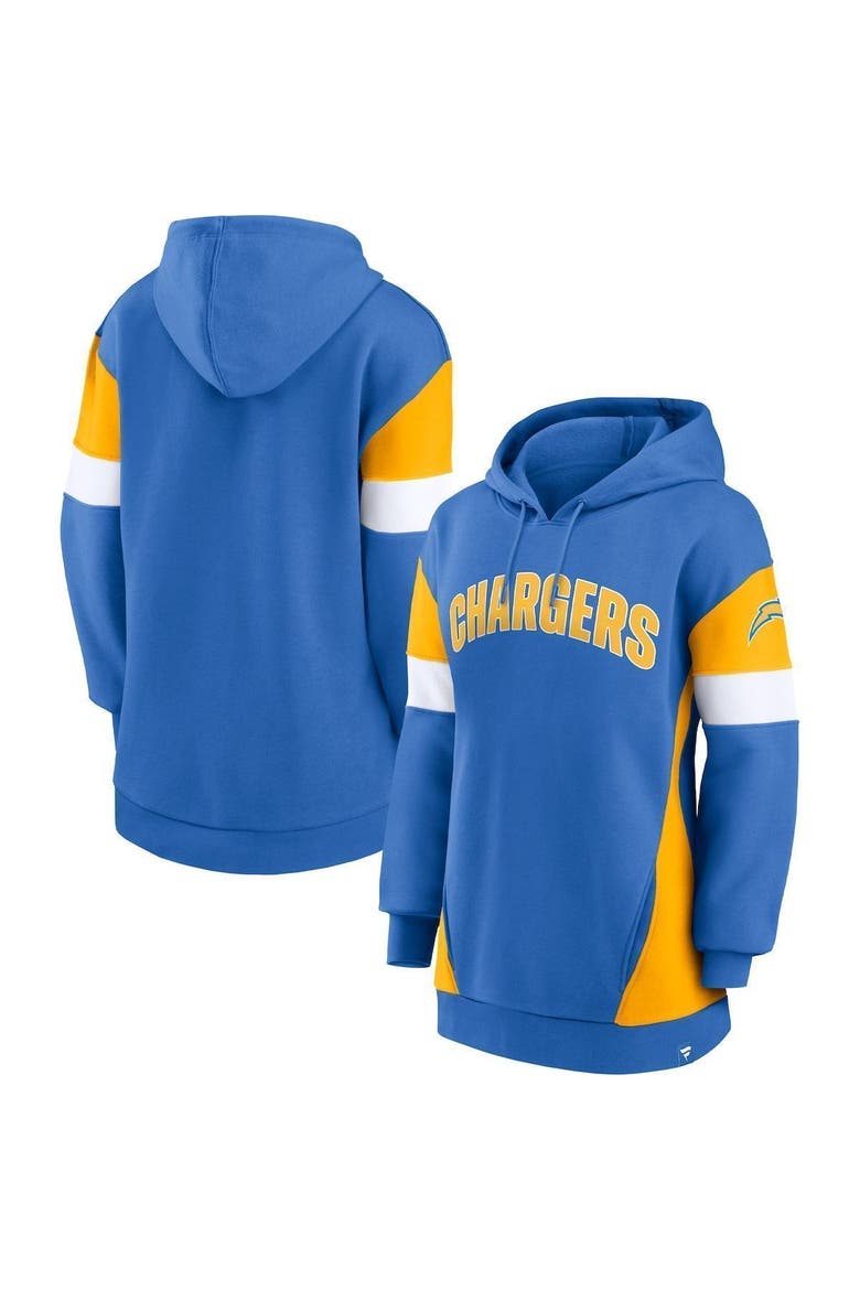 Women's Fanatics Branded Powder Blue/Gold Los Angeles Chargers Lock It Down Pullover Hoodie, Main, color, Powder Blue
