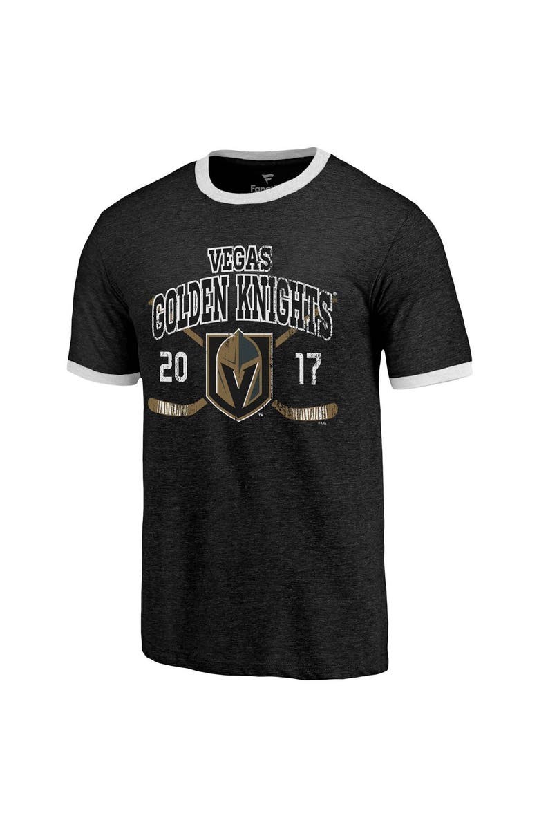 FANATICS Men's Majestic Threads Black Vegas Golden Knights Buzzer Beater Tri-Blend Ringer T-Shirt, Alternate, color, 