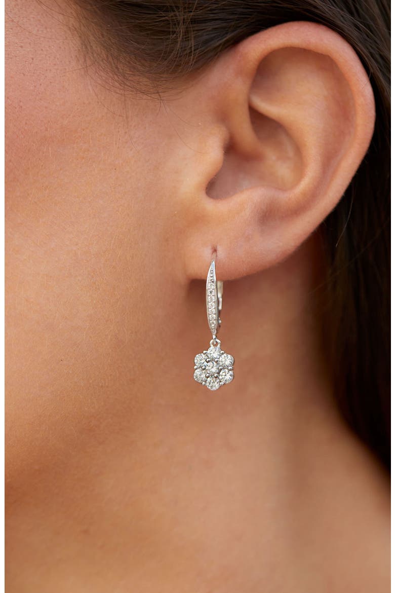 Cubic Zirconia Floral Drop Earrings, Alternate, color, WHITE