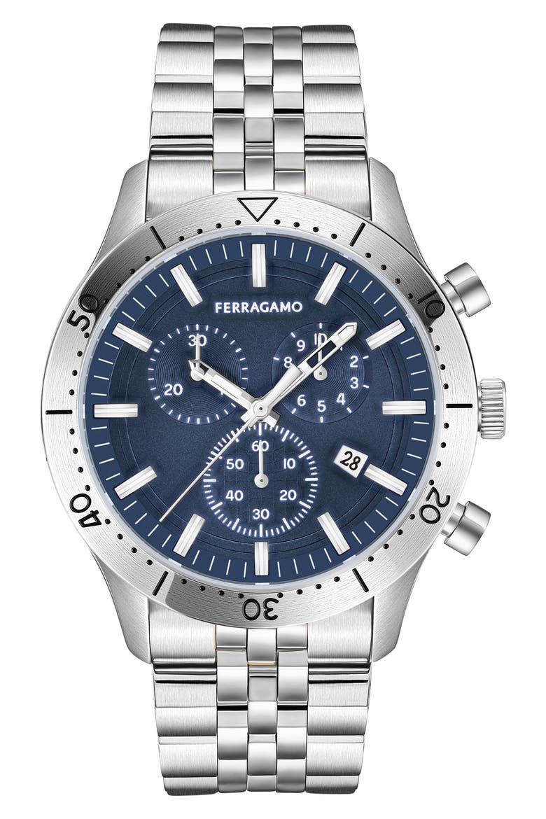 Master Bracelet Strap Chronograph Watch, 43mm, Main, color, STAINLESS STEEL