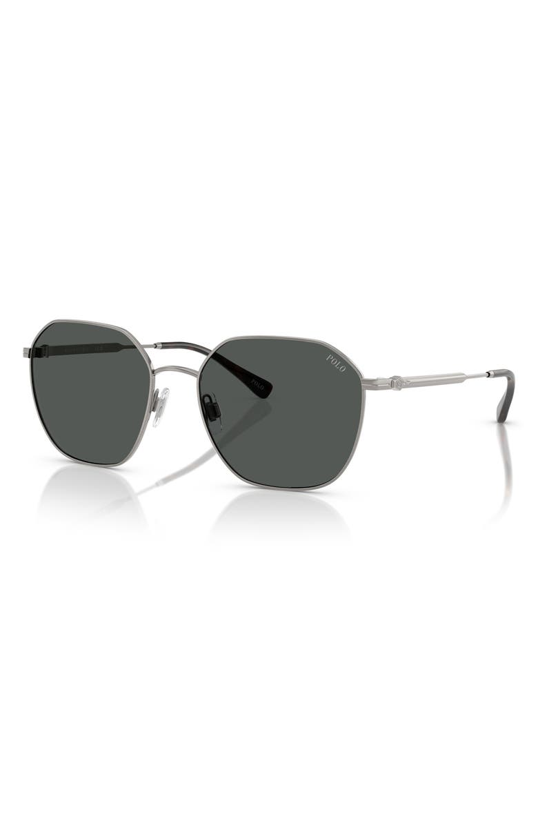 Polo Ralph Lauren 56mm Irregular Sunglasses, Alternate, color, Brushed Gun Metal / Dark Grey
