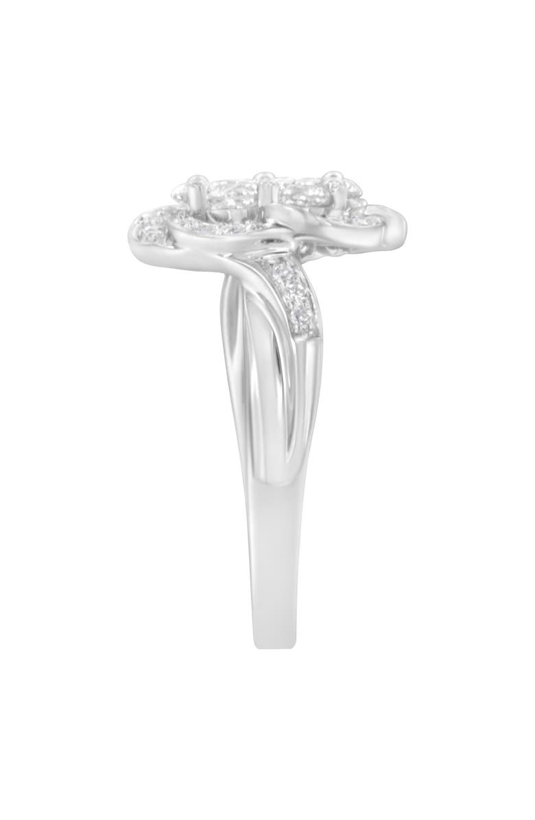 Haus of Brilliance 14K White Gold Floral Cluster 1.00 Cttw Diamond Ring, Alternate, color, White Gold