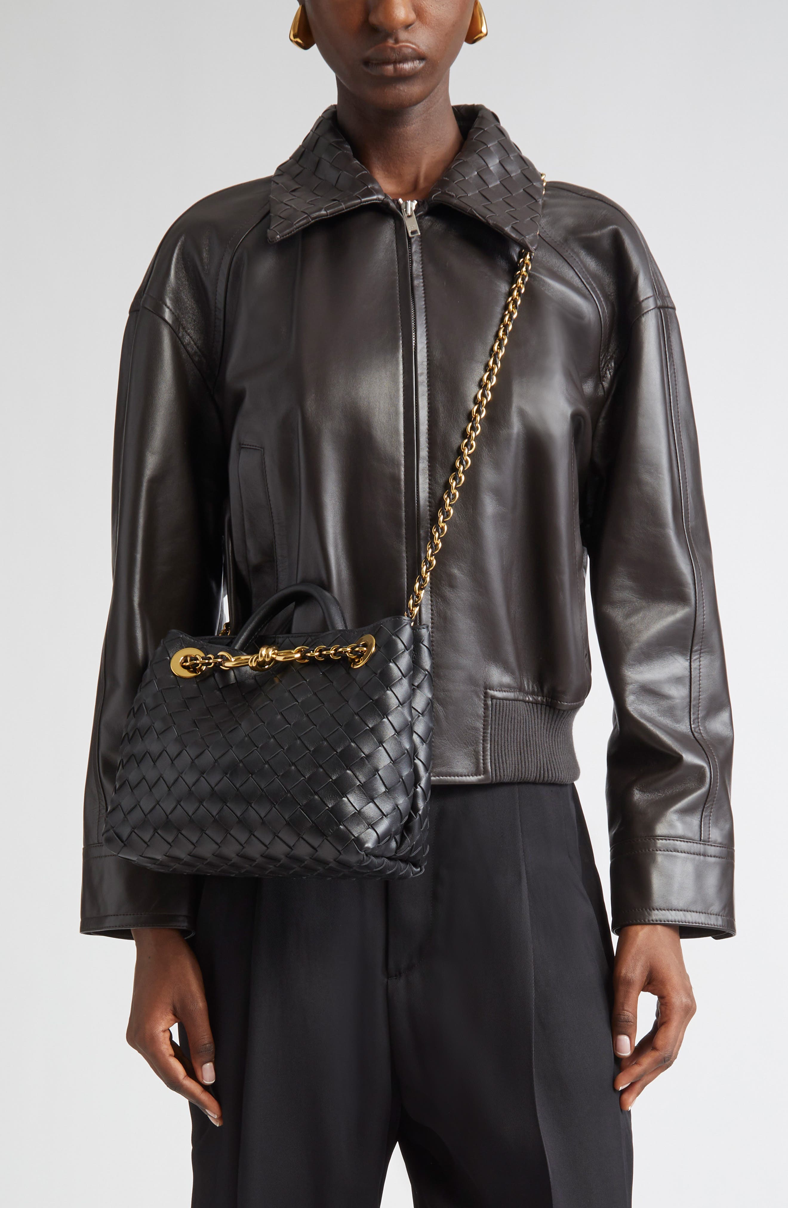 Bottega Veneta Small Andiamo Chain Leather Shoulder Bag, Alternate, color, 
