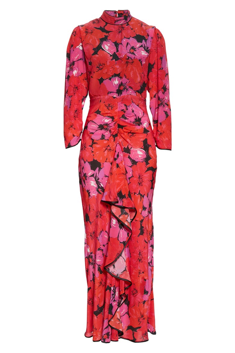 Dani Floral Print Silk Maxi Dress, Alternate, color, MYSTIC BLOOM PINK