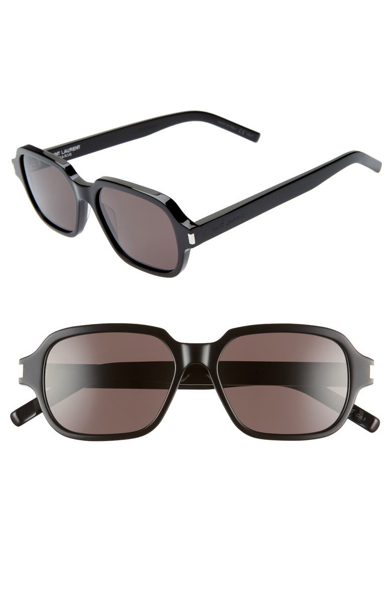 Saint Laurent 53mm Rectangle Sunglasses, Main, color,