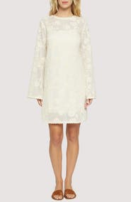 Lost + Wander Fiorenza Floral Embroidery Long Sleeve Cotton Blend Minidress