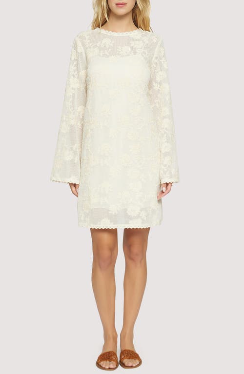 Lost + Wander Fiorenza Floral Embroidery Long Sleeve Cotton Blend Minidress in Cream  product