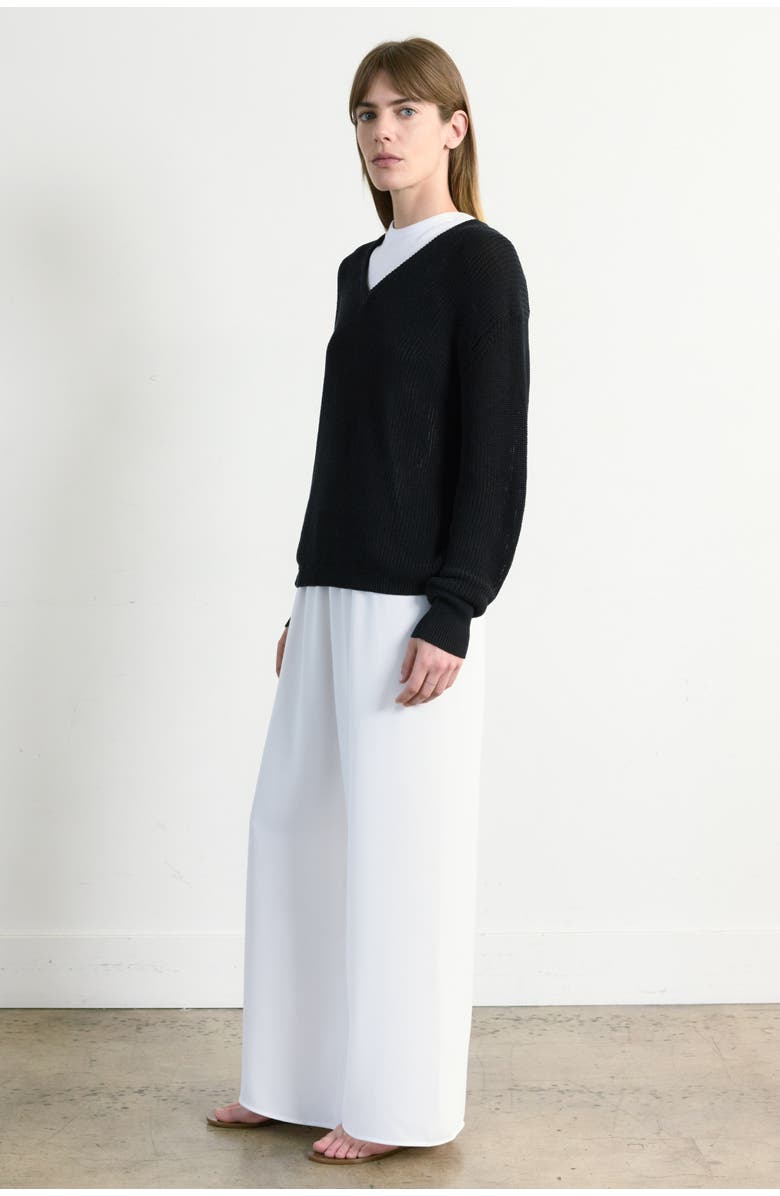 Almina Concept Cotton Mesh V Neck Sweater, Alternate, color, Black