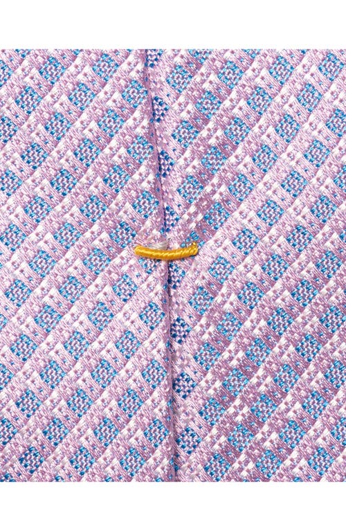 Eton Pink Geometric Pattern Silk Jacquard Tie In Blue