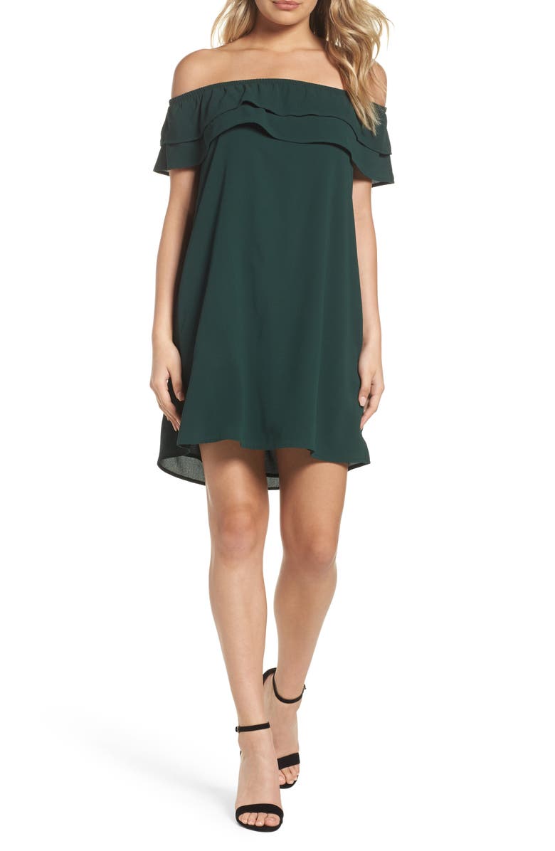 Mary & Mabel Off the Shoulder Ruffle Dress, Main, color, 