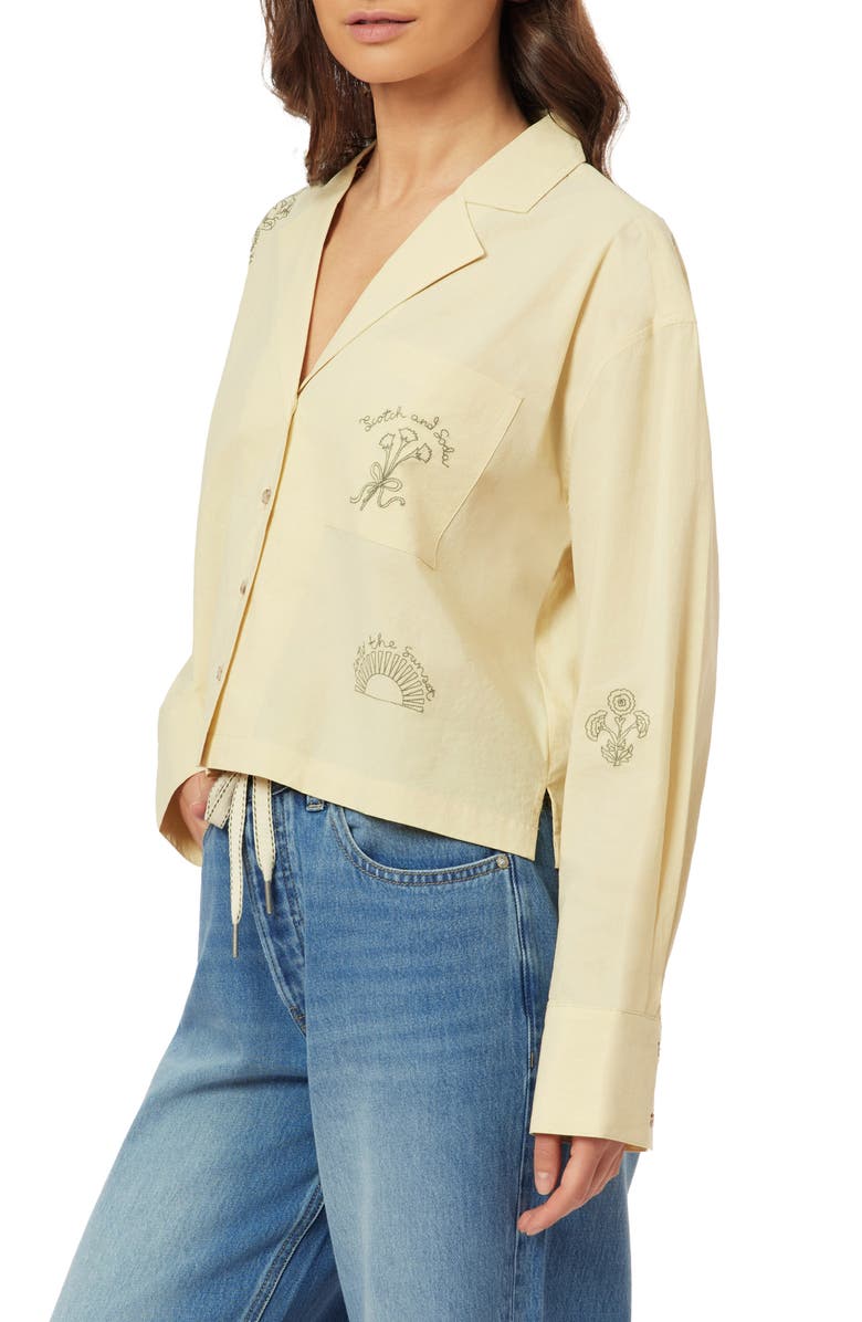 Scotch & Soda Embroidered Cotton Button-Up Shirt, Alternate, color, Chino Green