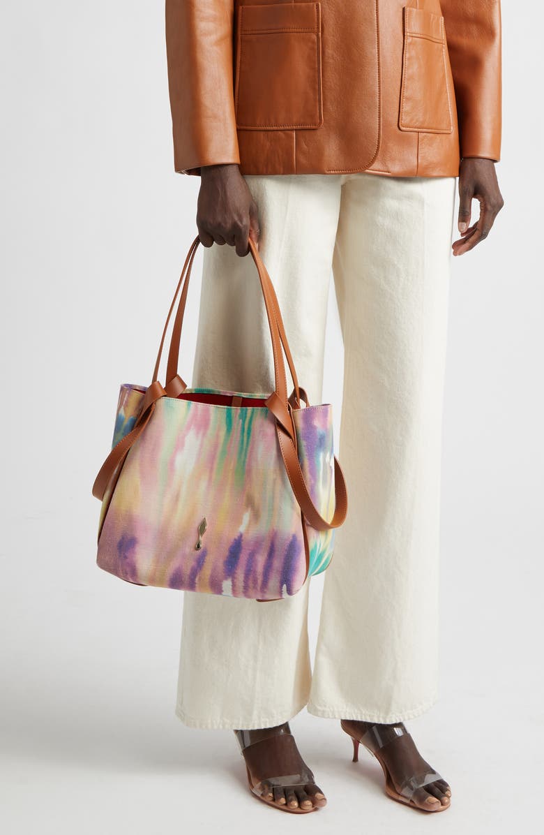 Christian Louboutin Small Bettina Tie Dye Canvas Tote, Alternate, color, M862 Multi/ Cuoio