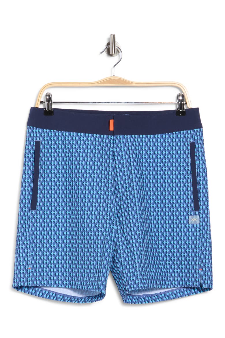 7 Point Break Board Shorts, Main, color, OCEAN BLUE/ NAVY GEO