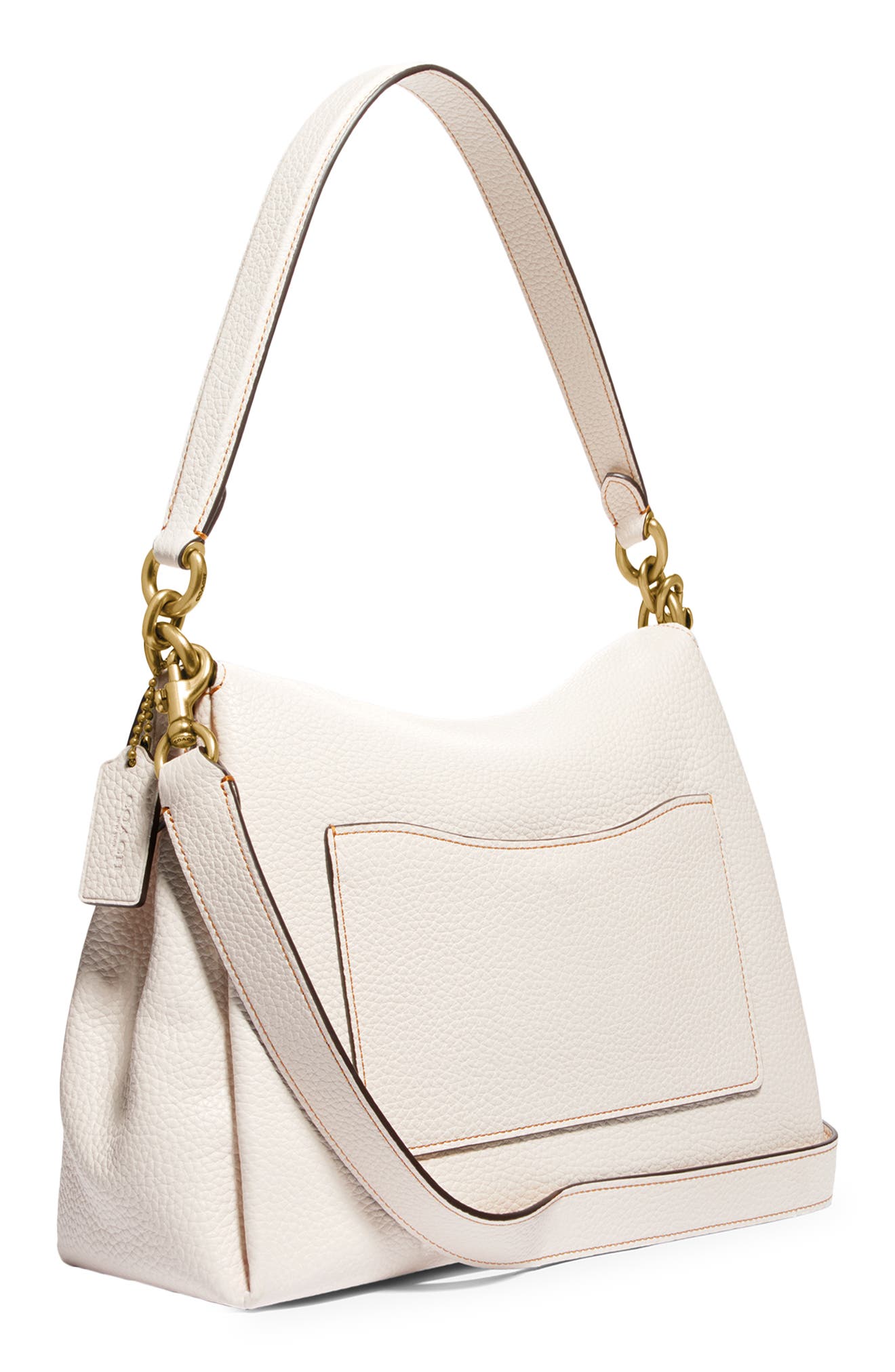 May Pebble Leather Shoulder Bag, Alternate, color, BRASS/ CHALK