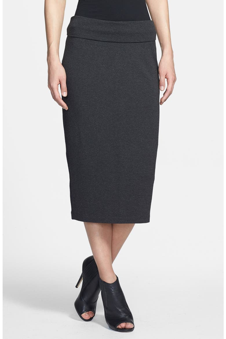 Foldover Straight Midi Skirt, Main, color, CHARCOAL