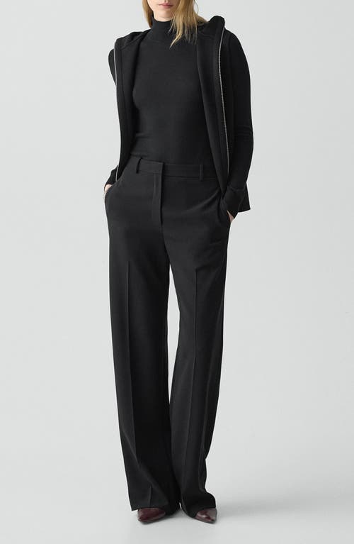 Theory Flat Front Bootcut Pants In Black