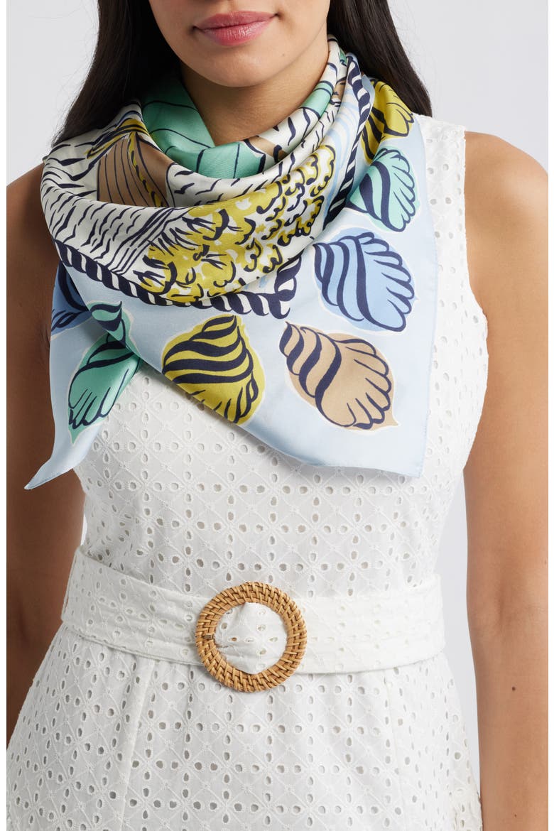 Sail Away Silk Square Scarf, Main, color, CHAMBRAY