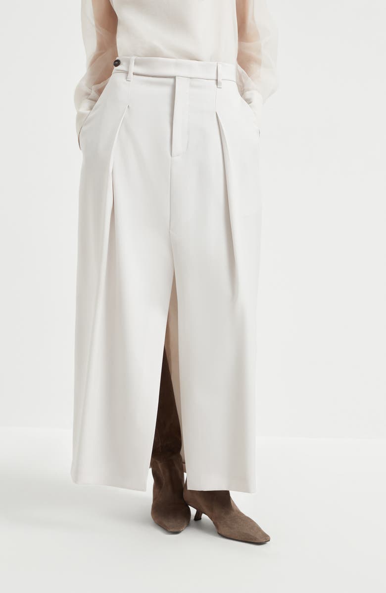 Brunello Cucinelli Curved sartorial skirt, Alternate, color, Panama