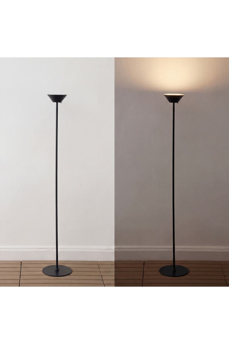 Elias Torchiere Metal Adjustable Height Rechargeable Cordless Integrated Portable Touch Sensor Dimmable LED Indoor/Outdoor Floor Lamp, Alternate, color, Black
