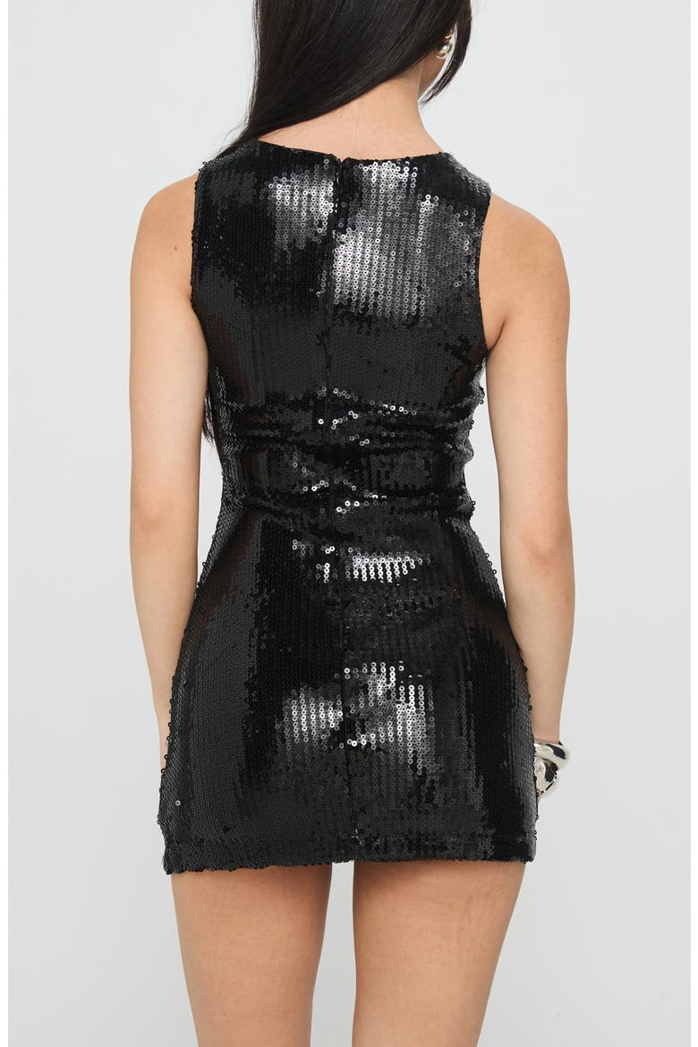 Yumiko Skirted Sequin Romper, Alternate, color, BLACK SPARKLE