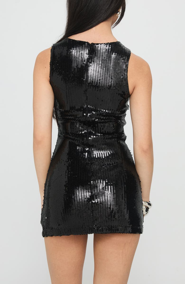 Princess Polly Yumiko Skirted Sequin Romper, Alternate, color, Black Sparkle