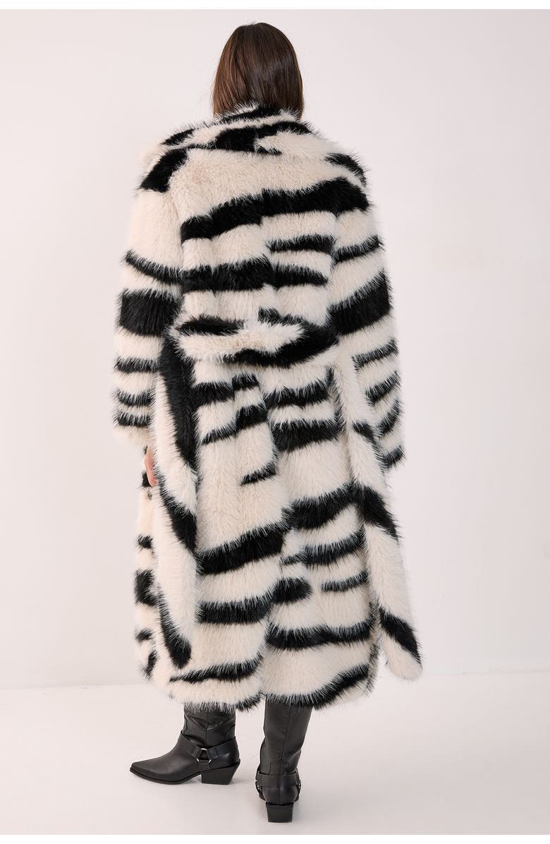 NASTY GAL Faux Fur Collared Longline Coat, Alternate, color, Mono