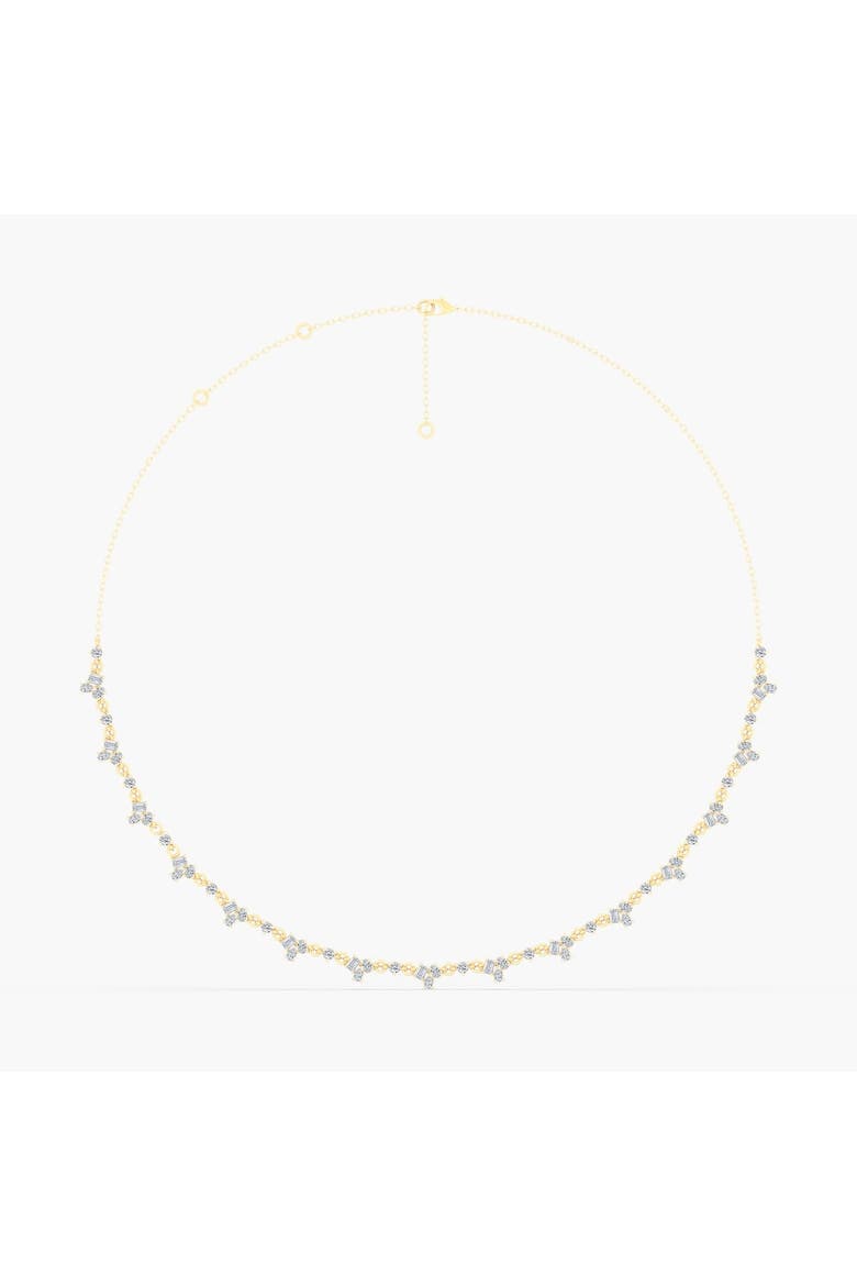 Multi Shape Cluster Half Tennis Lab Diamond Necklace in 14K, Main, color, Yellow Gold