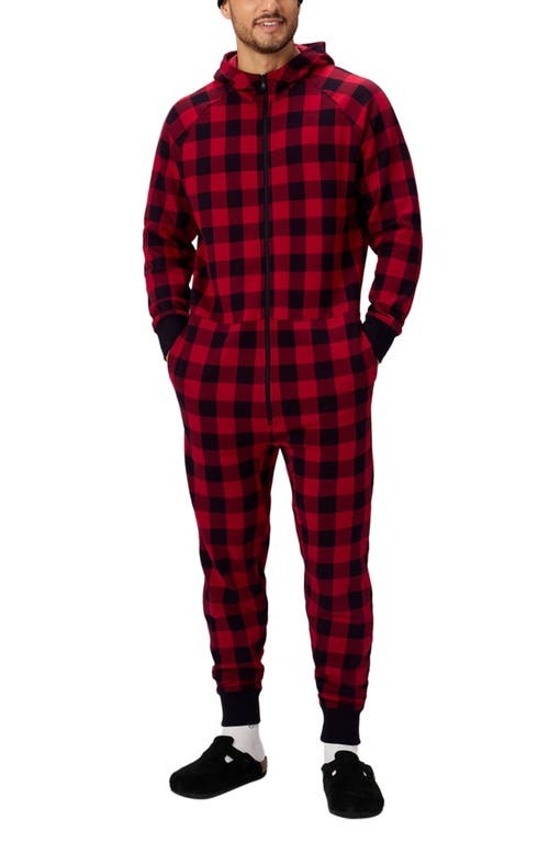 Fabletics The Go-to Fleece Hooded Jumpsuit In Red