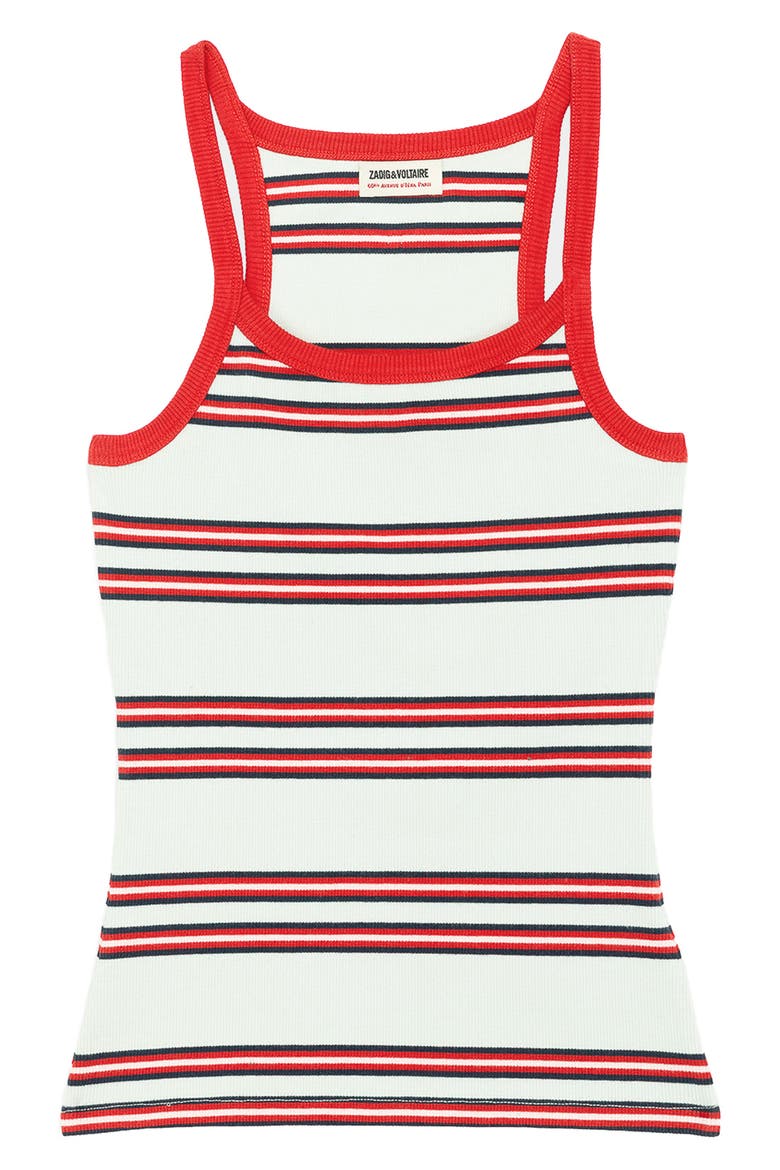 Albao Stretch Cotton Rib Tank, Alternate, color, BLEU OXFORD