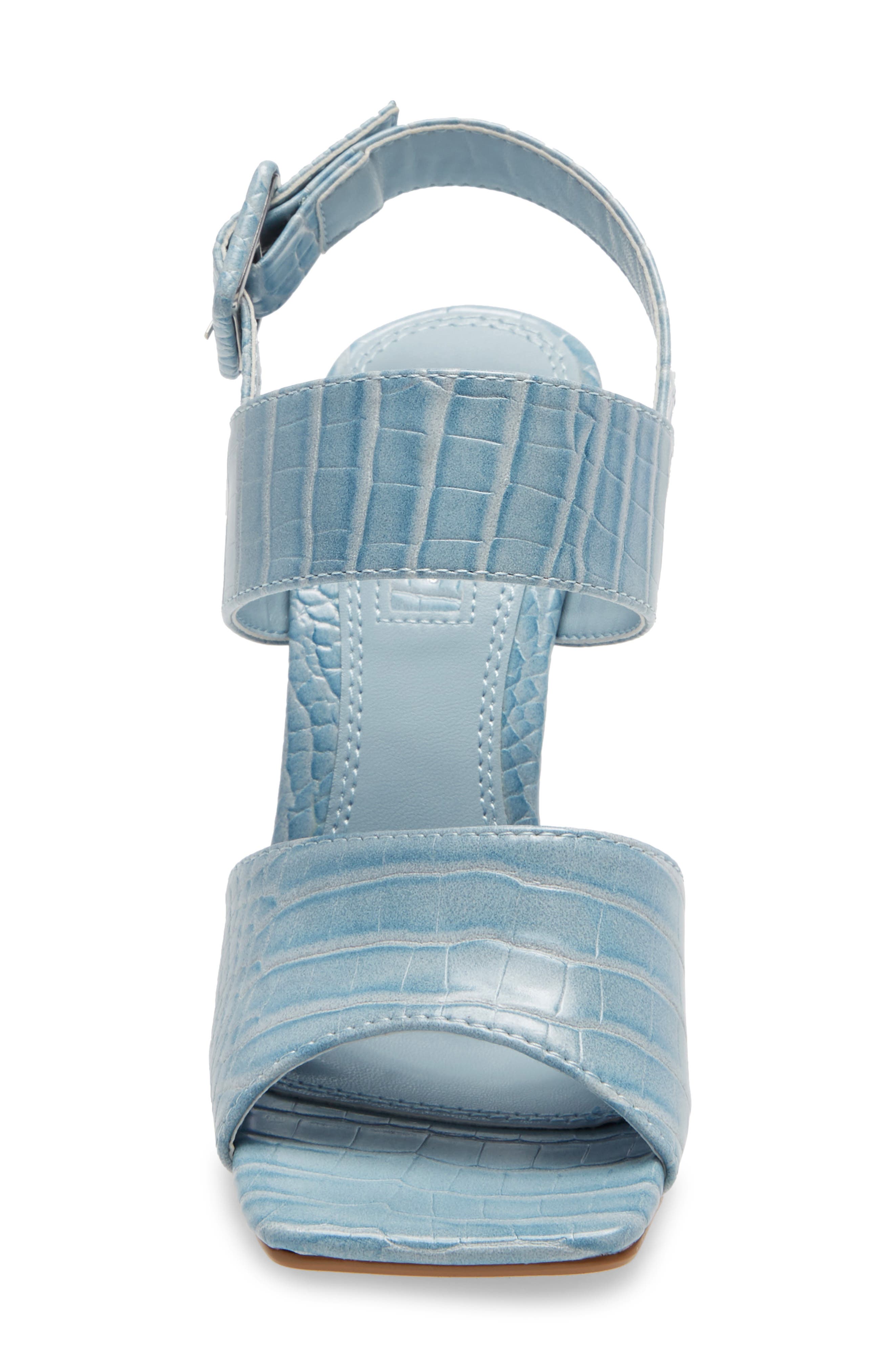 Natasha Crocodile Embossed Flare Heel Sandal, Alternate, color, LIGHT BLUE