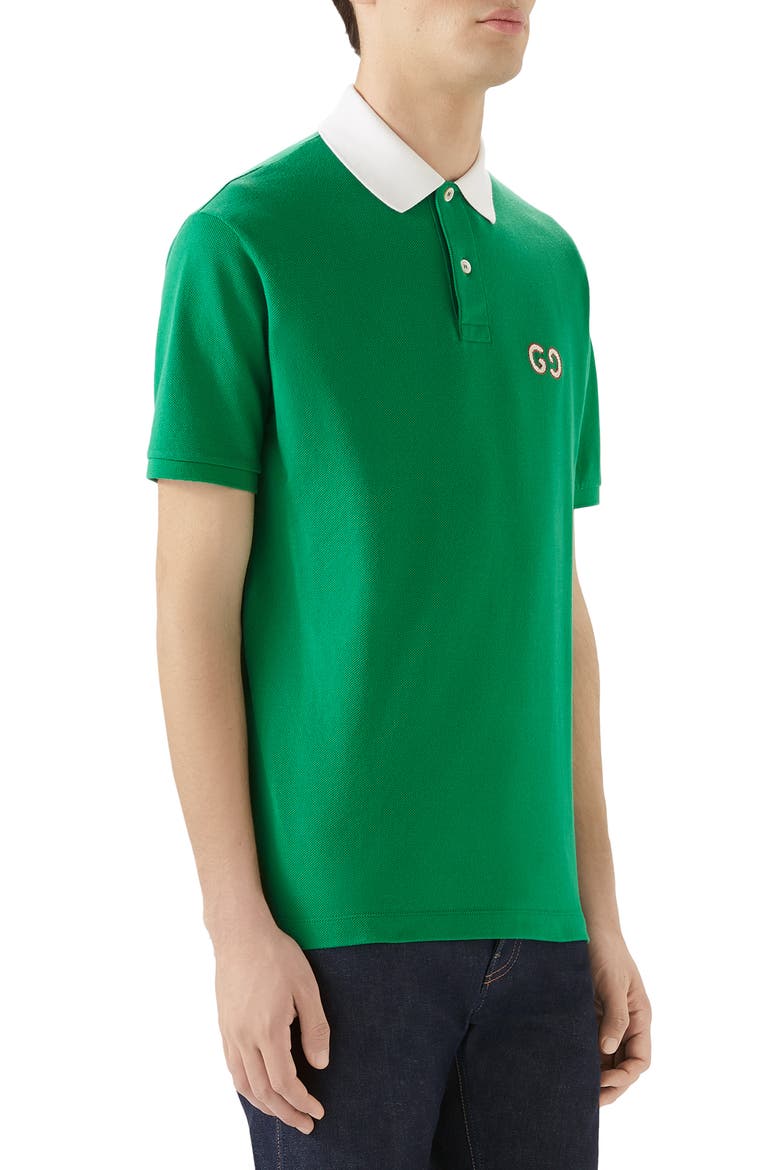 GG Embroidered Piqué Polo, Alternate, color, YARD/ MILK