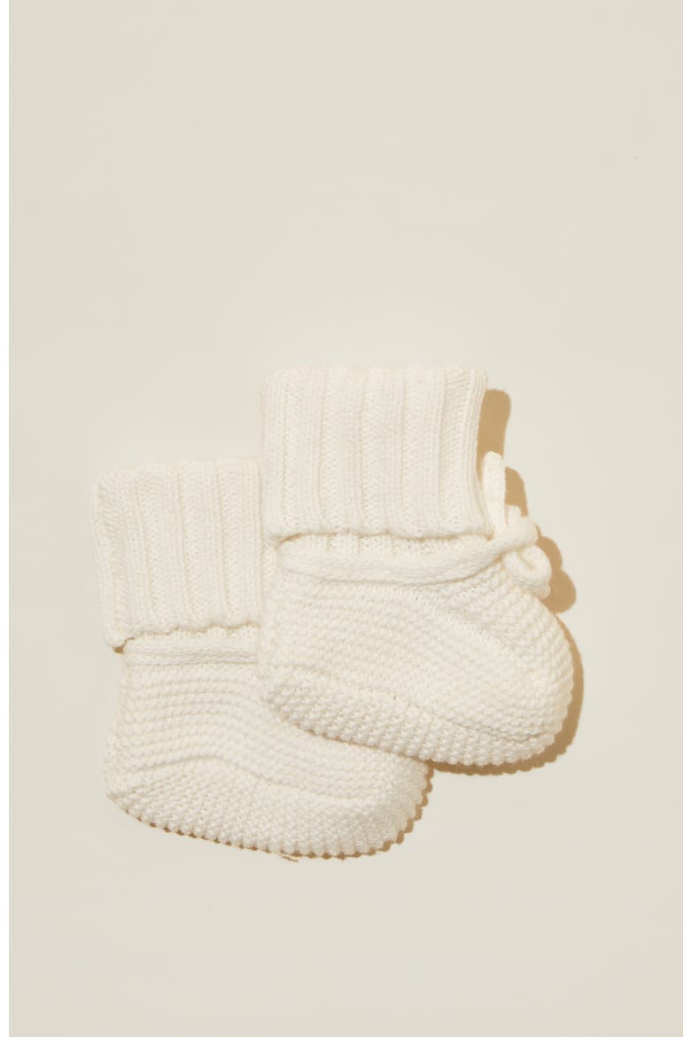 Organic Knit Booties, Main, color, Milk