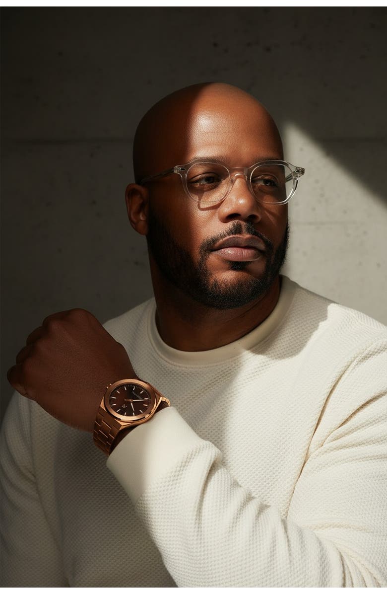 NCMPRBL Elevate Link Mocha Bracelet Watch, 42MM, Alternate, color, Rose Gold/Brown