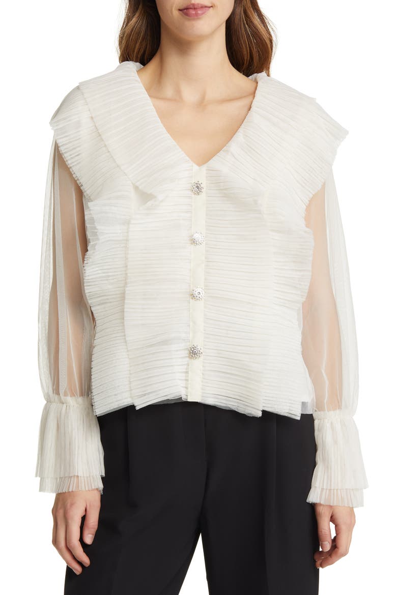 Gloria Ruffle Cardigan, Main, color, IVORY