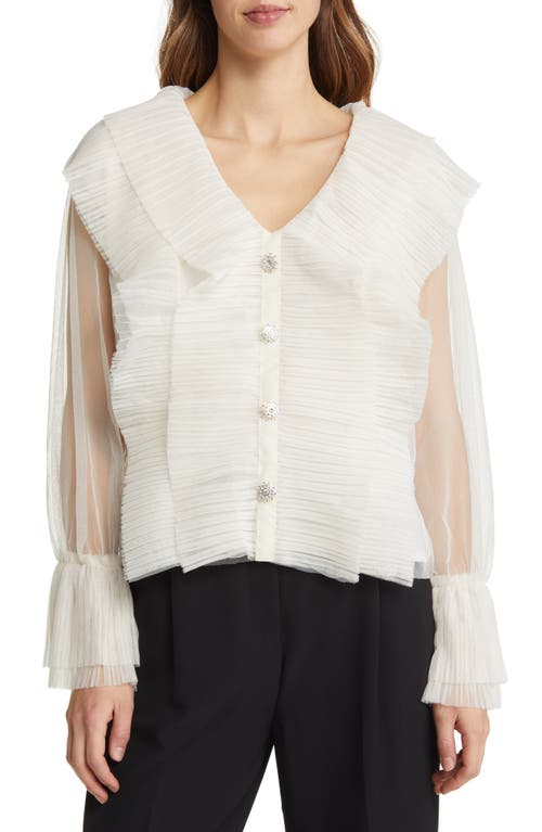 NIKKI LUND Gloria Ruffle Cardigan in Ivory 