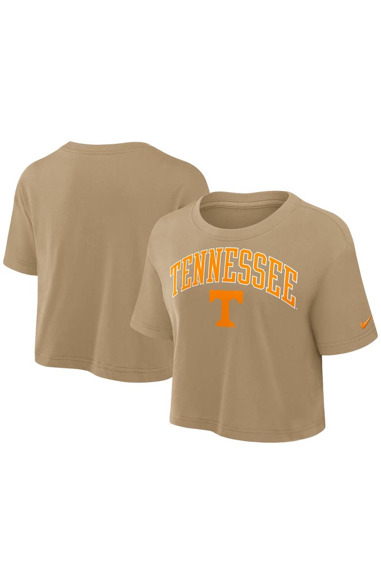 Nike Women's Nike Tan Tennessee Volunteers Power Pursuit Athletic Prep Arch Performance Cropped T-Shirt, Alternate, color,