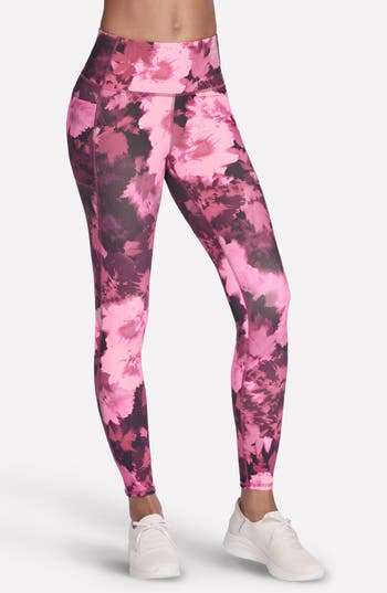 Skechers Go Flex Rib Inbloom Full Length High Waist Pocket Leggings In Pink