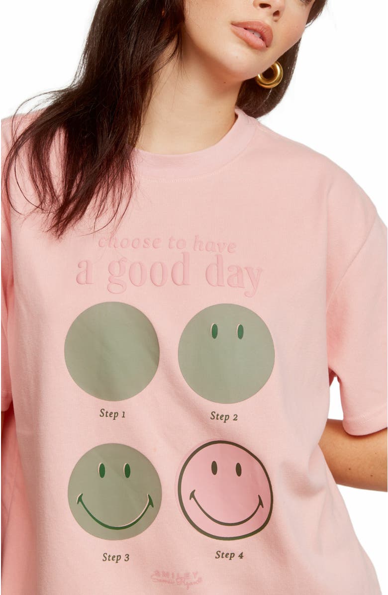 Samii Ryan Smiley Good Day Oversized Tee, Alternate, color, Pink