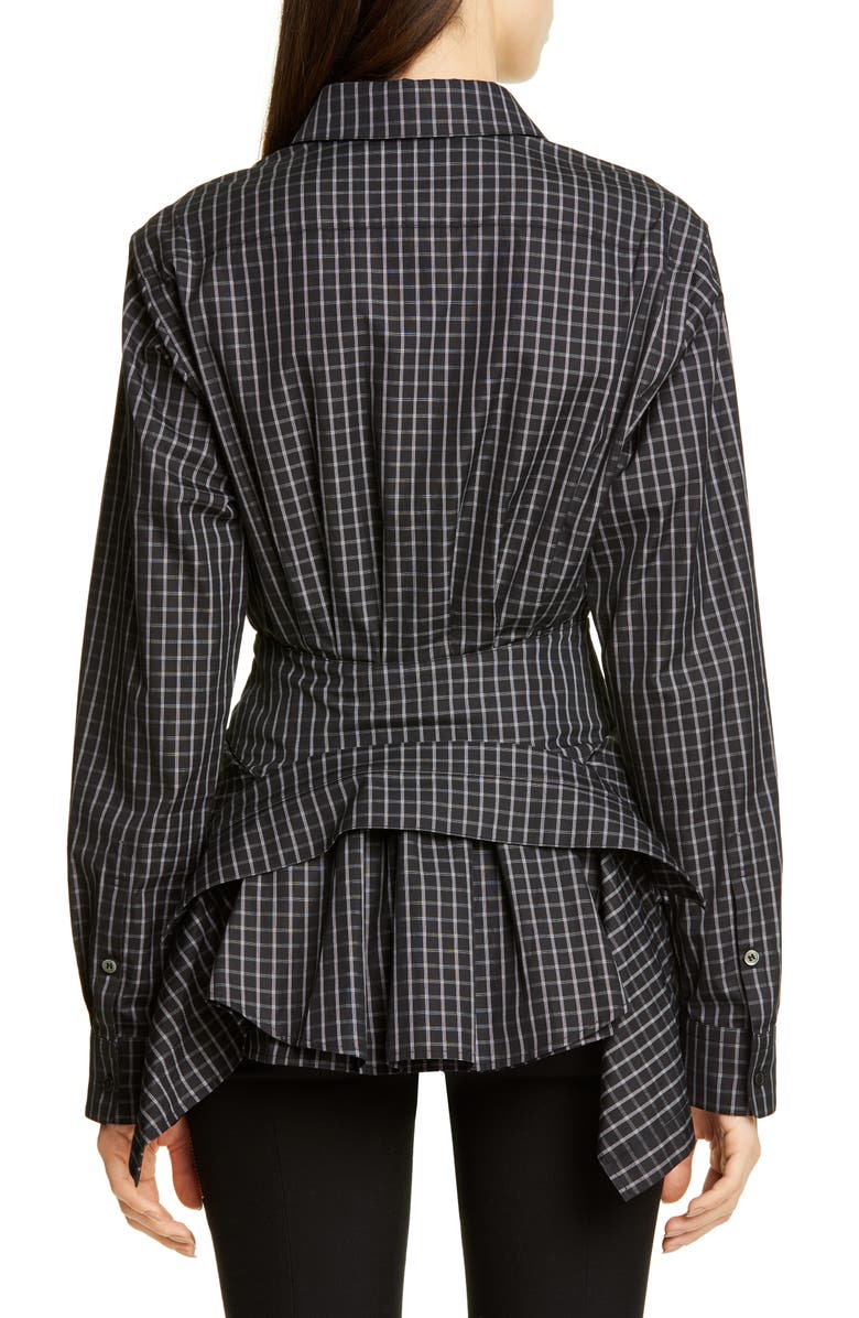 Alexander Wang Plaid Tie Waist Poplin Shirt, Alternate, color, 
