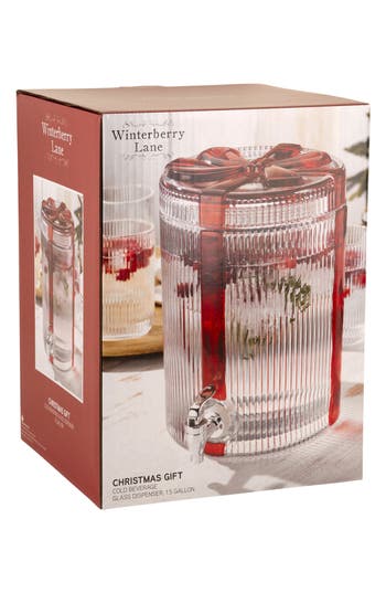 Home Essentials And Beyond Holiday Bow Cold Beverage Glass Dispenser In Transparent