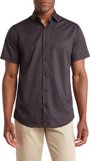 TOM BAINE Slim Fit Performance Short Sleeve Button-Up Shirt