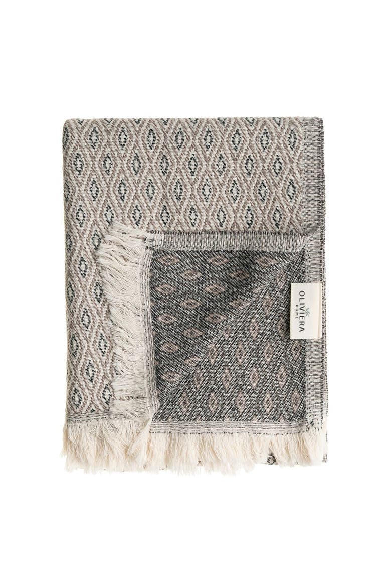 Diamond Loom Turkish Cotton Towel & Throw, Alternate, color, Taupe Brown