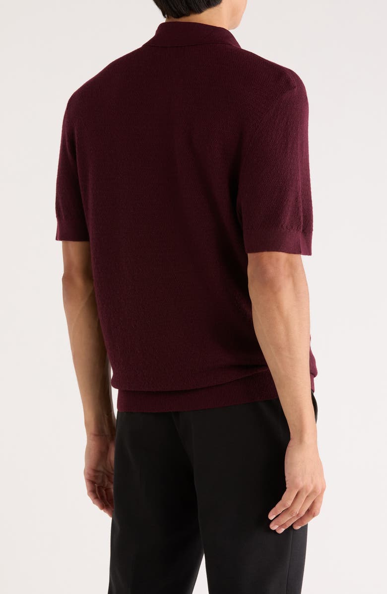 Nordstrom Textured Merino Wool Polo, Alternate, color, Burgundy Field